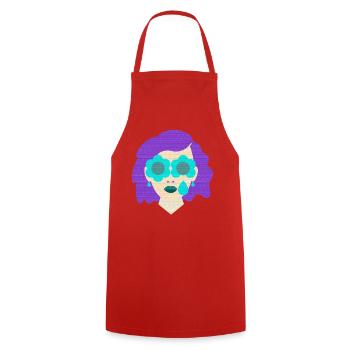 Mrs. Tear Flowers vintage graphic - Cooking Apron - red - Front - AI Model Male 185 dark (185cm)