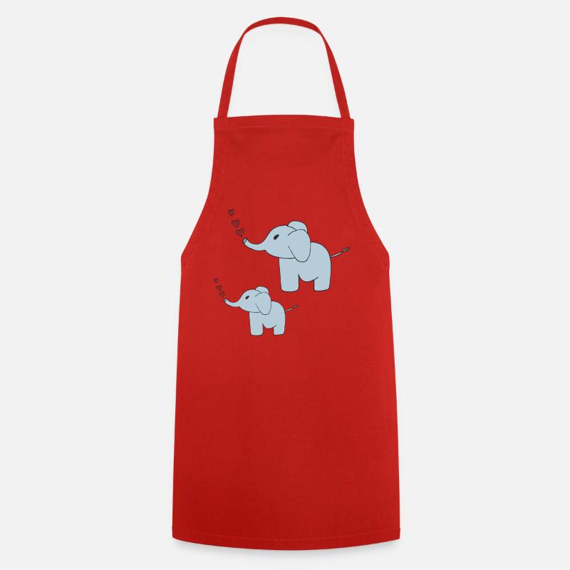 Elephants father and son - Cooking Apron - red