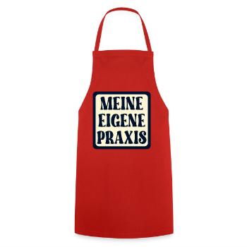 Meine eigene Praxis SCHILD - Ärztin SPRÜCHE - Kochschürze - Rot - Vorne - AI Model Male 185 dark (185cm)