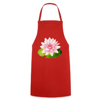 leuchtende Seerose mit grünem Seerosenblatt - Kochschürze - Rot - Vorne - AI Model Male 185 dark (185cm)
