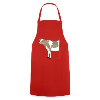 Vache - Demi-vache dans le cadre - Tablier de cuisine - rouge - Devant - AI Model Male 185 dark (185cm)