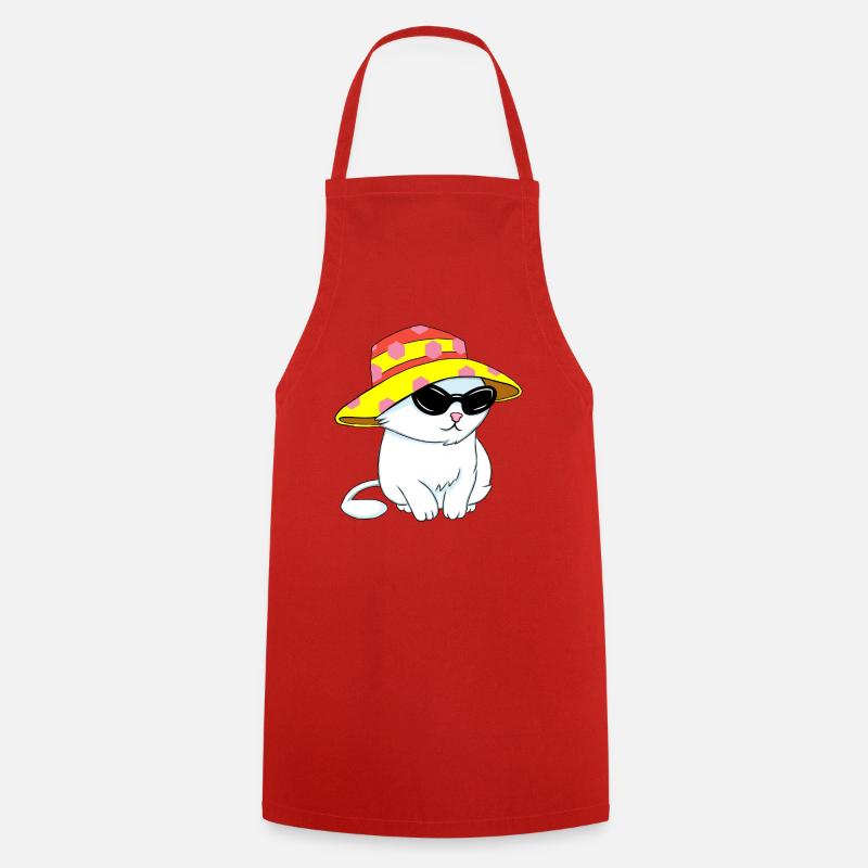 Beach-style kitten - Cooking Apron - red