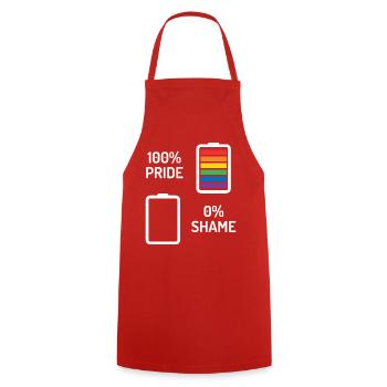 Pride Month - 100% Stolz, 0% Scham - Kochschürze - Rot - Vorne - AI Model Male 185 dark (185cm)