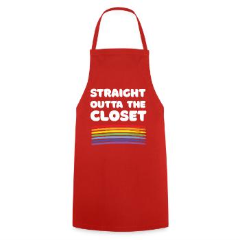 Pride Month – Straight Outta The Closet - Cooking Apron - red - Front - AI Model Male 185 dark (185cm)