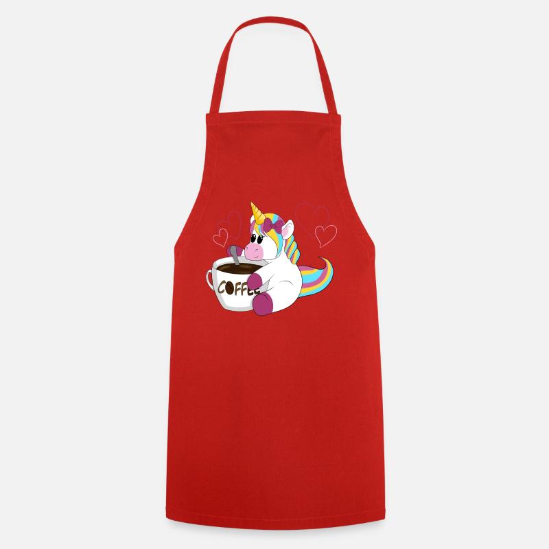 Regenbogen Einhorn Kaffeezauber - Kochschürze - Rot