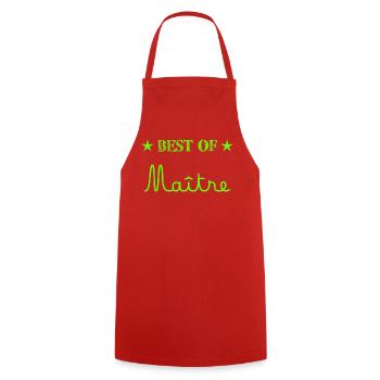 MAÎTRE. MERCI. MERCI MAÎTRE. CADEAU MAÎTRE - Tablier de cuisine - rouge - Devant - AI Model Male 185 dark (185cm)