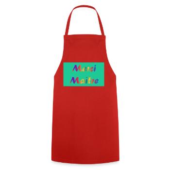MAÎTRE. MERCI. MERCI MAÎTRE. CADEAU MAÎTRE - Tablier de cuisine - rouge - Devant - AI Model Male 185 dark (185cm)