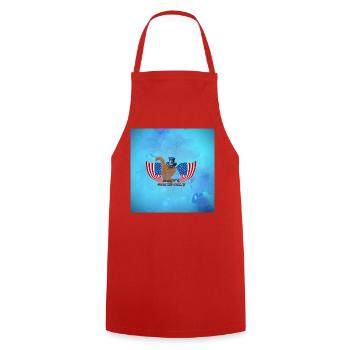 Happy 4th of July with cute cat - Cooking Apron - red - Front - AI Model Male 185 dark (185cm)