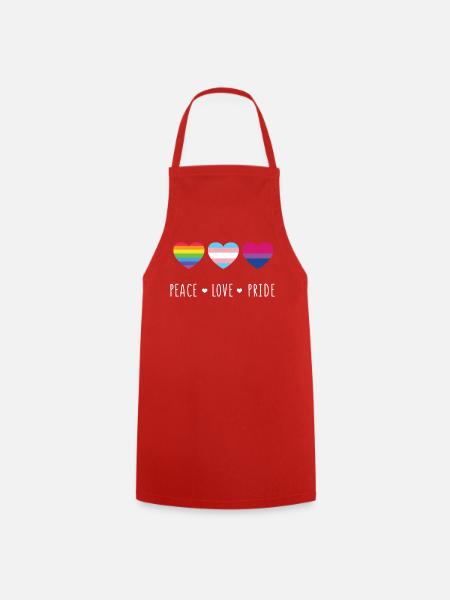 Pride Month LGBT - Frieden, Liebe, Stolz - Kochschürze - Rot