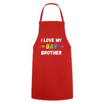 Mois de la fierté LGBT - J’aime mon frère gay - Tablier de cuisine - rouge - Devant - AI Model Male 185 dark (185cm)