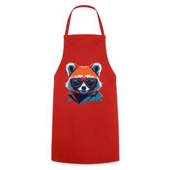 Fierce and Fiery: Retro Red Panda T-Shirt - Cooking Apron - red - Front - AI Model Male 185 dark (185cm)