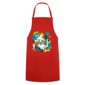 Geometric Jungle - Cooking Apron - red - Front - AI Model Male 185 dark (185cm)
