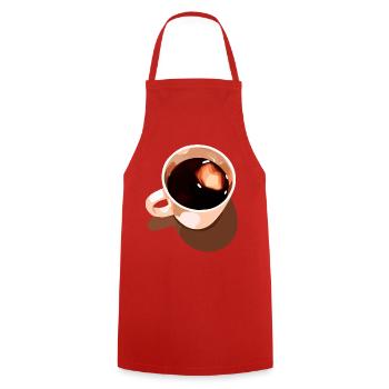 Vintage Coffee Cup Illustration - Cooking Apron - red - Front - AI Model Male 185 dark (185cm)