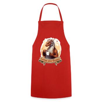 Coffee And Dragon Fantasy LARP RPG Shirt - Cooking Apron - red - Front - AI Model Male 185 dark (185cm)