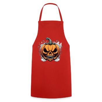 Tête de citrouille effrayante avec de vilaines dents - Tablier de cuisine - rouge - Devant - AI Model Male 185 dark (185cm)