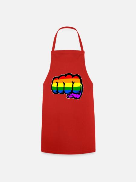 Regenbogenflagge Hand Faust - Kochschürze - Rot