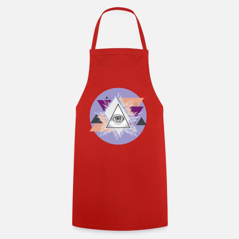 Oeil triangulaire géométrique avec auras - Tablier de cuisine - rouge