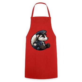 Police de la moufette - Tablier de cuisine - rouge - Devant - AI Model Male 185 dark (185cm)