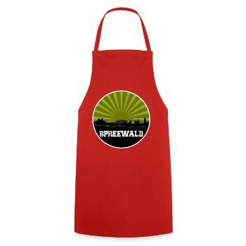 Spreewald Retro Skyline - Kochschürze - Rot - Vorne - AI Model Male 185 dark (185cm)