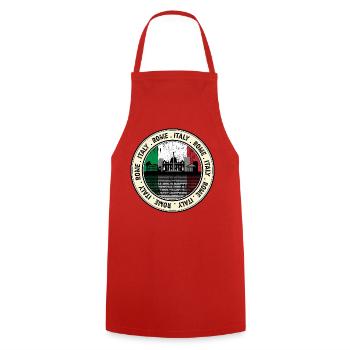 Rome Italy - Cooking Apron - red - Front - AI Model Male 185 dark (185cm)