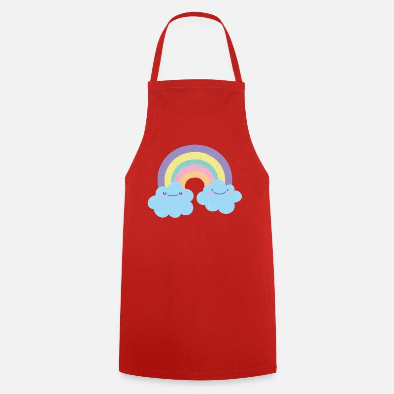 Colorful Rainbow Cloud Charm - Cooking Apron - red