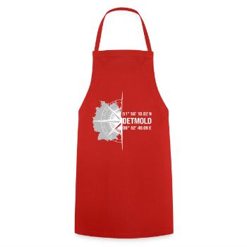 Koordinaten Detmold - Kochschürze - Rot - Vorne - AI Model Male 185 dark (185cm)