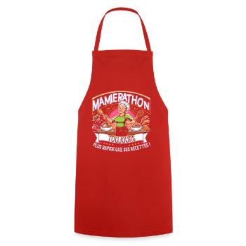 Mamierathon toujours plus rapide que ses recettes - Tablier de cuisine - rouge - Devant - AI Model Male 185 dark (185cm)