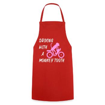 Driving with a monkey tooth - Affenzahn - Cooking Apron - red - Front - AI Model Male 185 dark (185cm)
