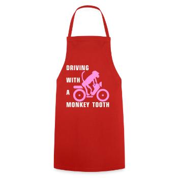Driving with a monkey tooth - Affenzahn - Cooking Apron - red - Front - AI Model Male 185 dark (185cm)