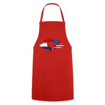 Holland USA heart shape with hands used - Cooking Apron - red - Front - AI Model Male 185 dark (185cm)