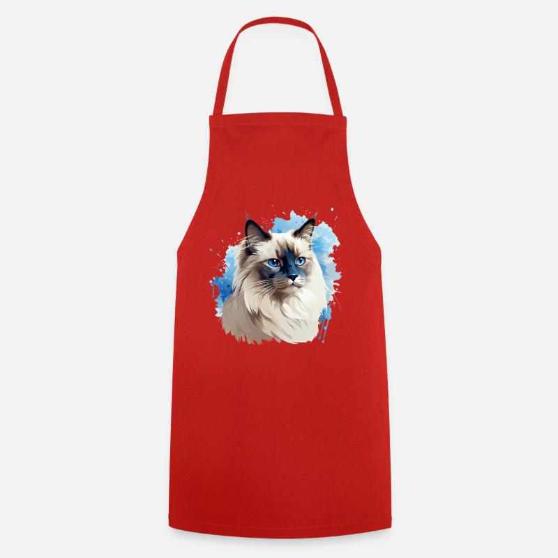 Tête de chat sacré Birman - Tablier de cuisine - rouge