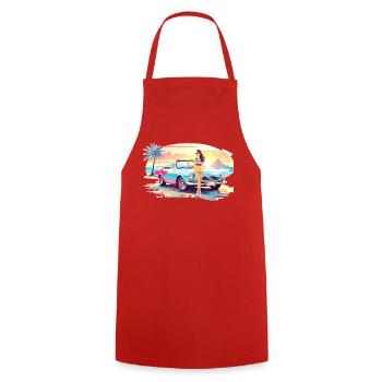 Fille avec voiture de sport 2 - Tablier de cuisine - rouge - Devant - AI Model Male 185 dark (185cm)