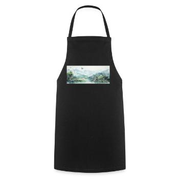 Watercolor Landscape - Cooking Apron - black - Front - AI Model Male 185 dark (185cm)