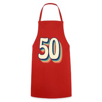 Vintage Retro T-Shirt Nummer 50 Fify - Kochschürze - Rot - Vorne - AI Model Male 185 dark (185cm)