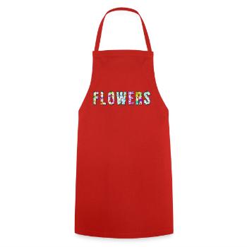 Floral Flowers - Cooking Apron - red - Front - AI Model Male 185 dark (185cm)