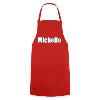 Michelle - (Vorname) - Kochschürze - Rot - Vorne - AI Model Male 185 dark (185cm)