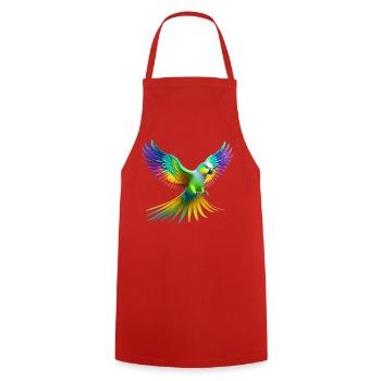 Perruche arc-en-ciel (02) - Tablier de cuisine - rouge - Devant - AI Model Male 185 dark (185cm)