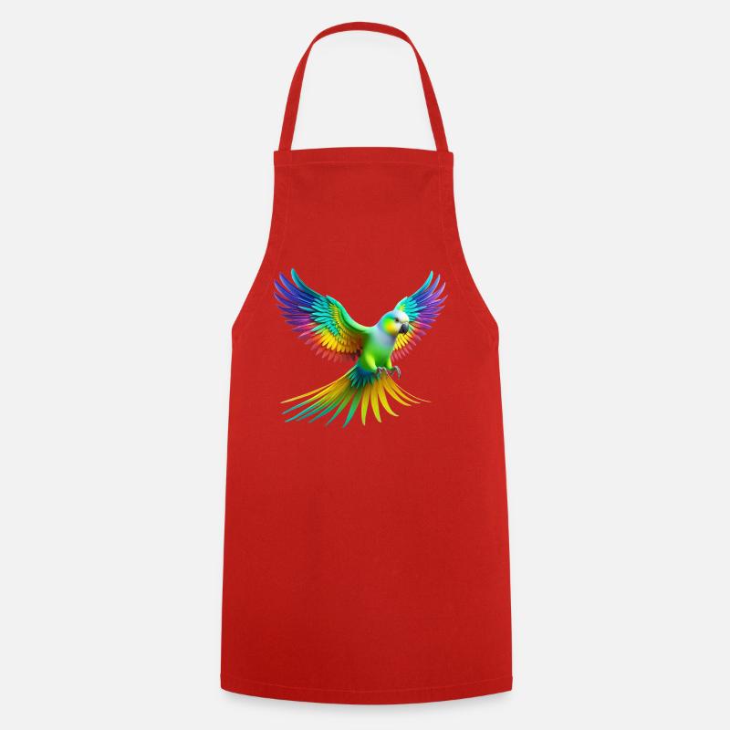 Rainbow Parakeet (02) - Cooking Apron - red