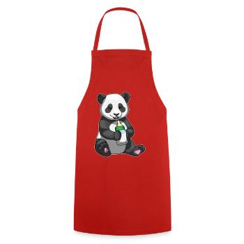 Panda Babyflasche Milch - Kochschürze - Rot - Vorne - AI Model Male 185 dark (185cm)