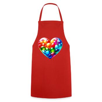 Colorful Heart - Cooking Apron - red - Front - AI Model Male 185 dark (185cm)