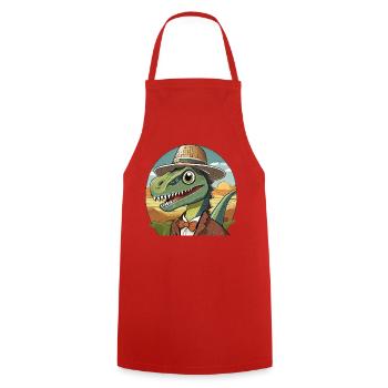 dinosaure drôle avec chapeau dans le style comique - Tablier de cuisine - rouge - Devant - AI Model Male 185 dark (185cm)