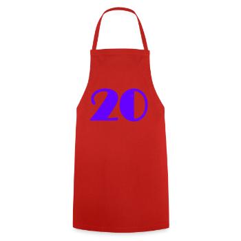 20. 20 ANS. 20e ANNIVERSAIRE. ANNIVERSAIRE 20 ANS. - Tablier de cuisine - rouge - Devant - AI Model Male 185 dark (185cm)