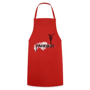 Parkour Ninja - noir-blanc - Tablier de cuisine - rouge - Devant - AI Model Male 185 dark (185cm)