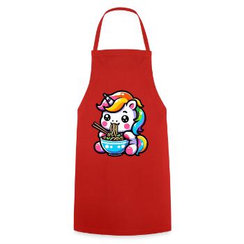 Japonais Kawaii Licorne Ramen Cuisine Asiatique - Tablier de cuisine - rouge - Devant - AI Model Male 185 dark (185cm)
