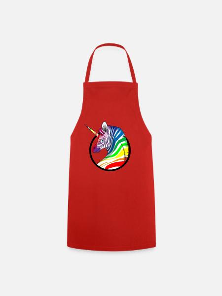 Regenbogen Einhorn Zebra - Kochschürze - Rot