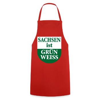 Saxony is green white state flag - Cooking Apron - red - Front - AI Model Male 185 dark (185cm)