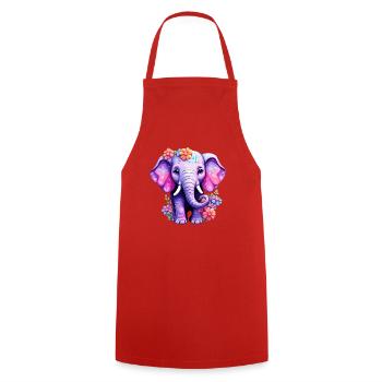 Elefant Elefanten Motiv - Kochschürze - Rot - Vorne - AI Model Male 185 dark (185cm)