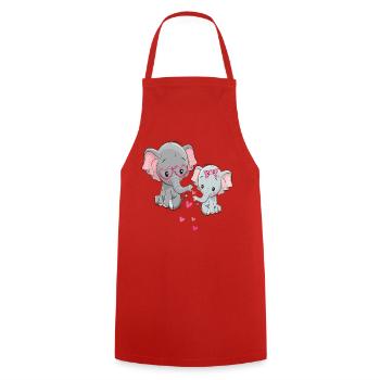 Elephants in Love - Cooking Apron - red - Front - AI Model Male 185 dark (185cm)