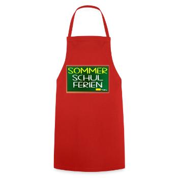SOMMERSCHULFERIEN SCHULE - SOMMER - Kochschürze - Rot - Vorne - AI Model Male 185 dark (185cm)