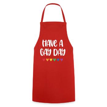 LGBT Pride Month - Have a Gay Day - Kochschürze - Rot - Vorne - AI Model Male 185 dark (185cm)